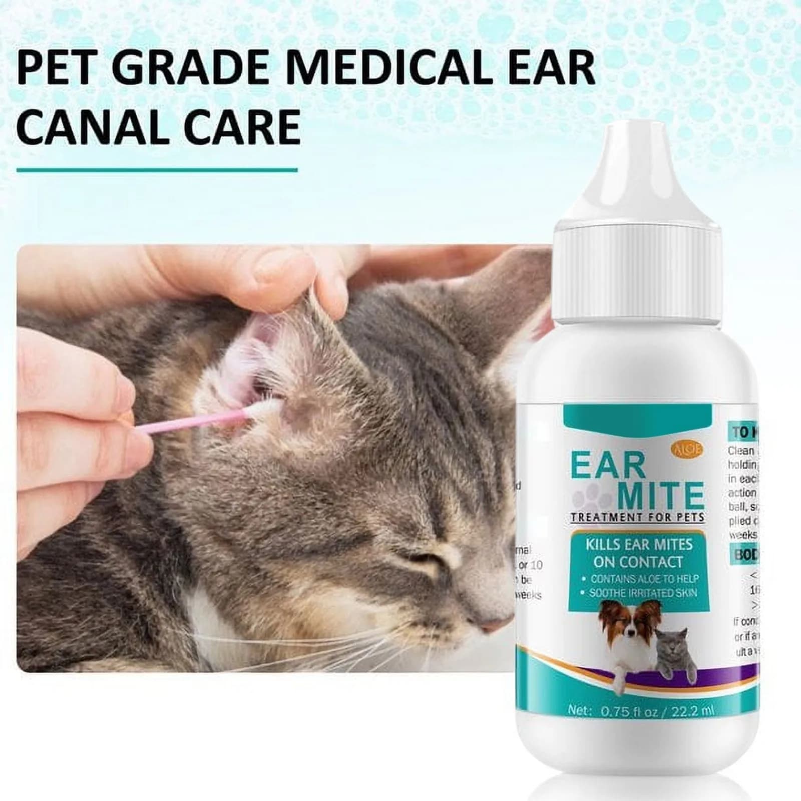 Chiens Earmite huile oreille mitétraitement pour chiens et chats canaux d'oreille pour animaux de co