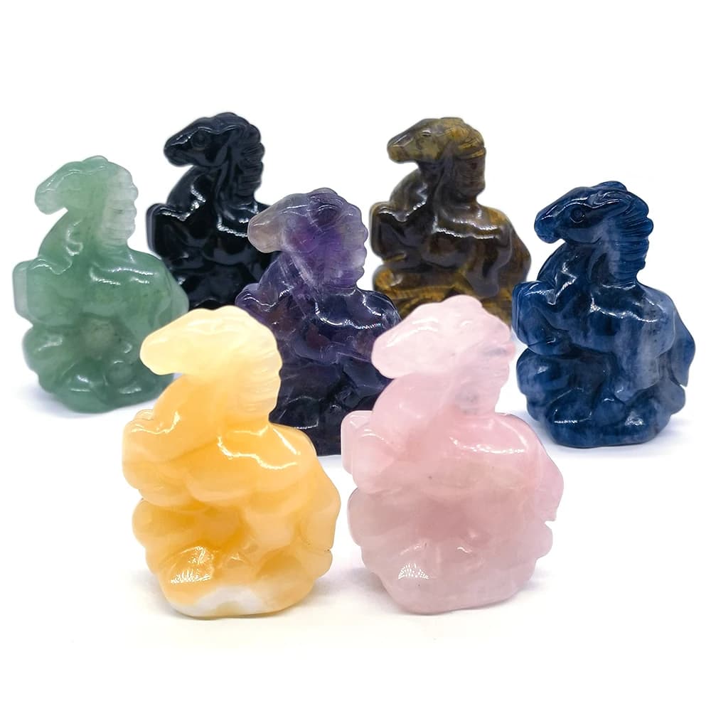 Pierres énergétiques en cristal naturel de 2 pouces, Figurine d'animal sculpté de cheval, pierres pr