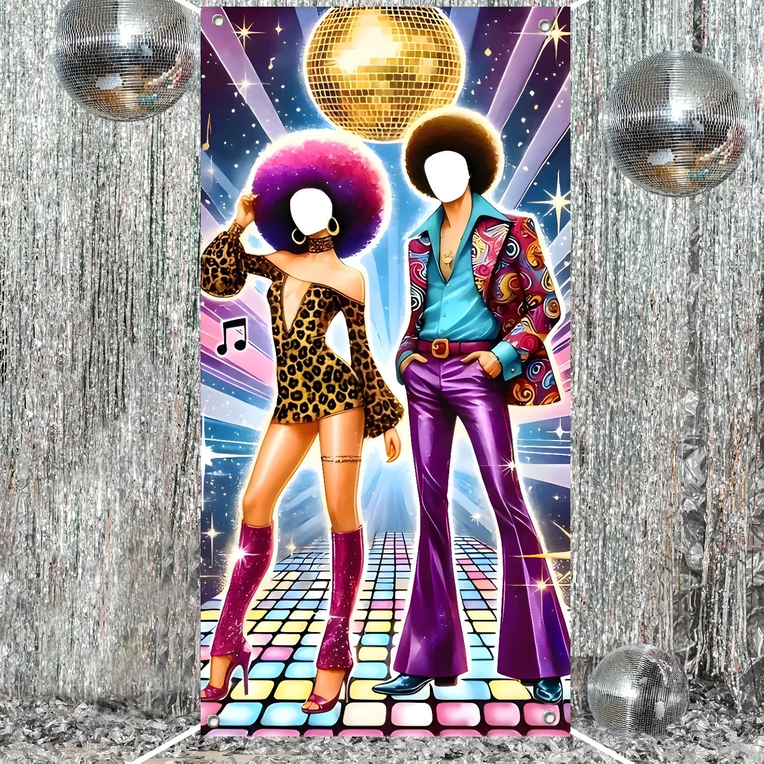 Toile de fond pour stand photo de fête de danse disco des années 70 – Bannière creuse sur le thème r