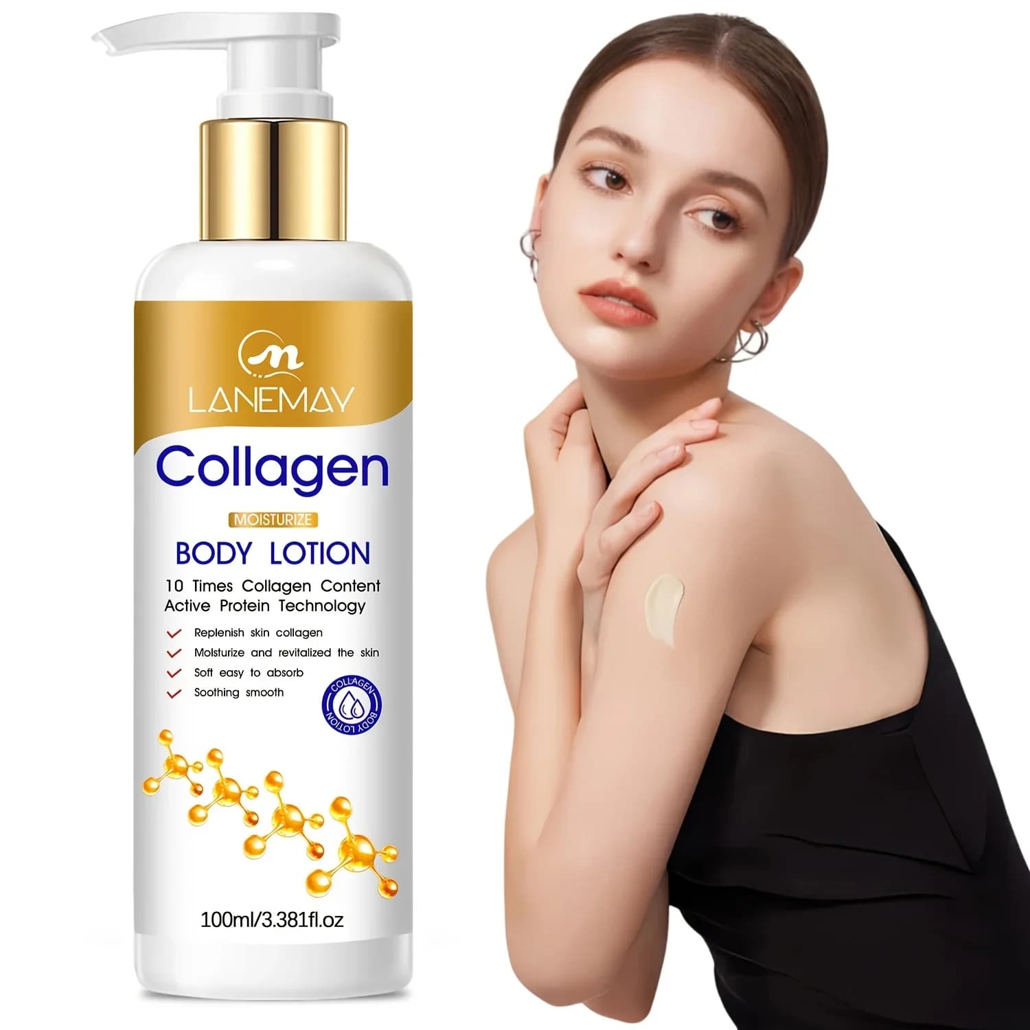 Lotion pour le corps hydratante au collagène – Peau sèche et déshydratée hydratante, légère et non g
