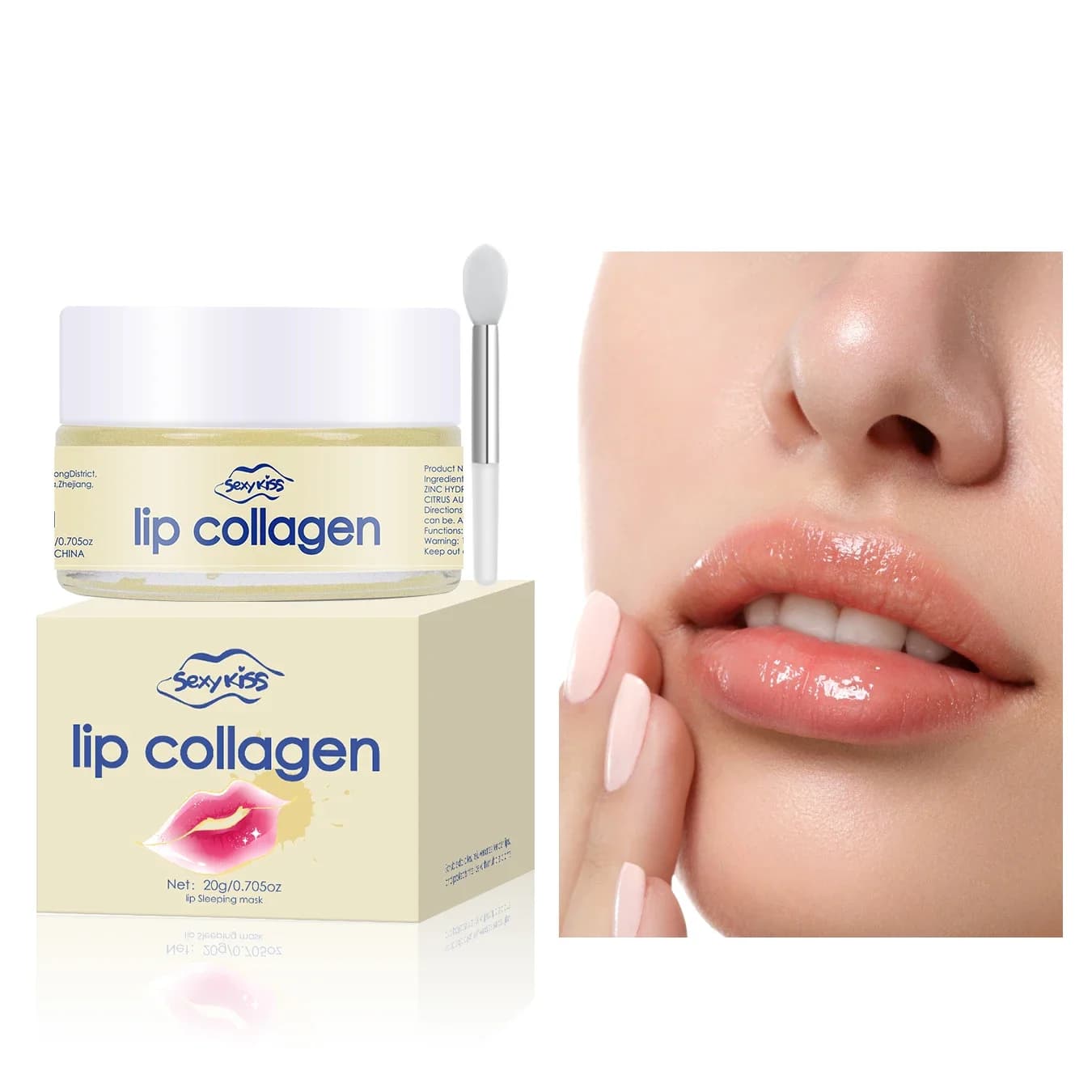 Masque pour les lèvres au collagène à l'acide hyaluronique, 20g, hydratation en profondeur, exfolian
