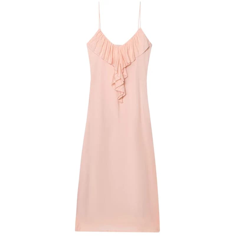 HXAO 2025 femmes robe à volants été élégant bal Resort robes de soirée dames mode Midi sans manches