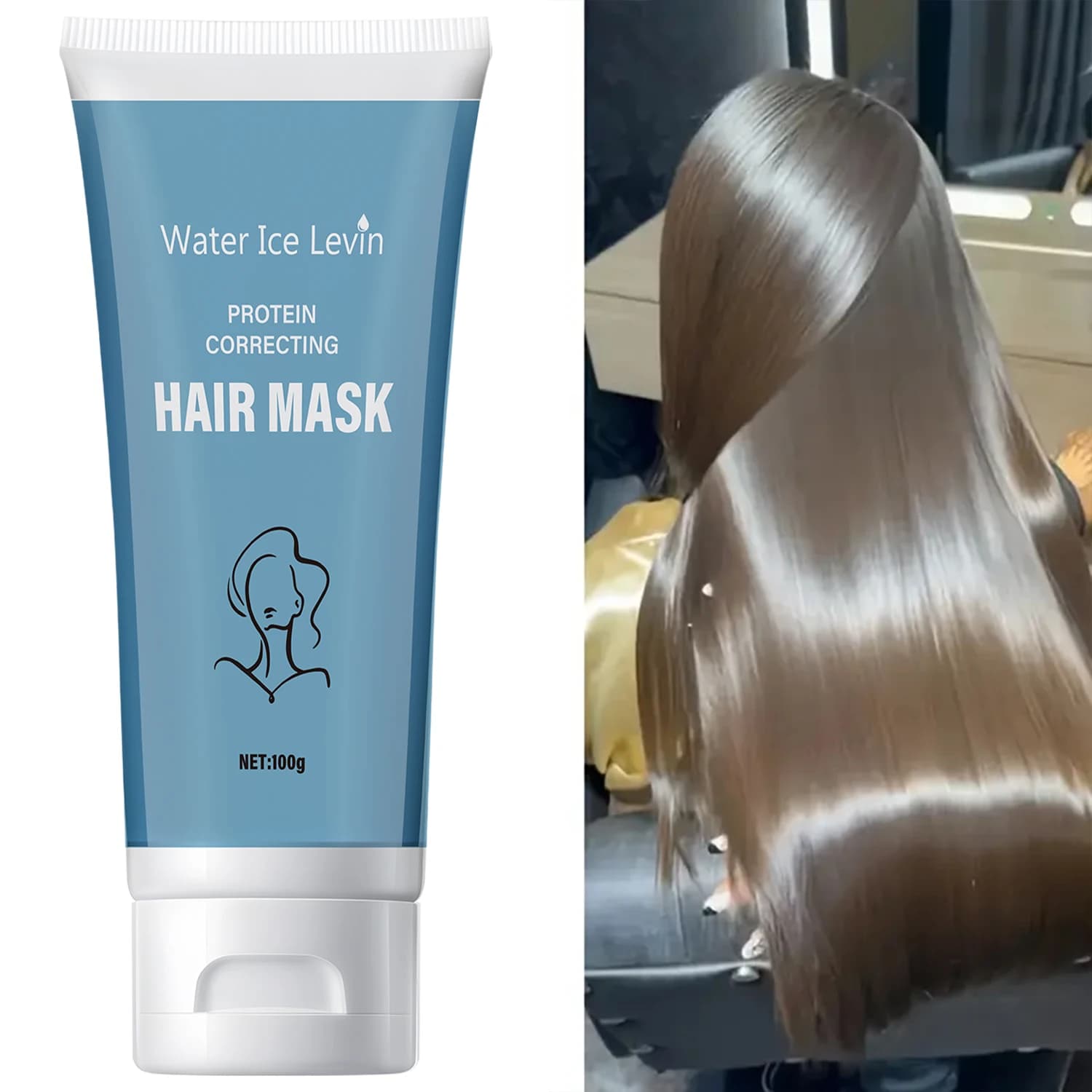 Masque capillaire à la kératine, hydrate et nourrit les cheveux, lisse les cheveux raides, adoucit l