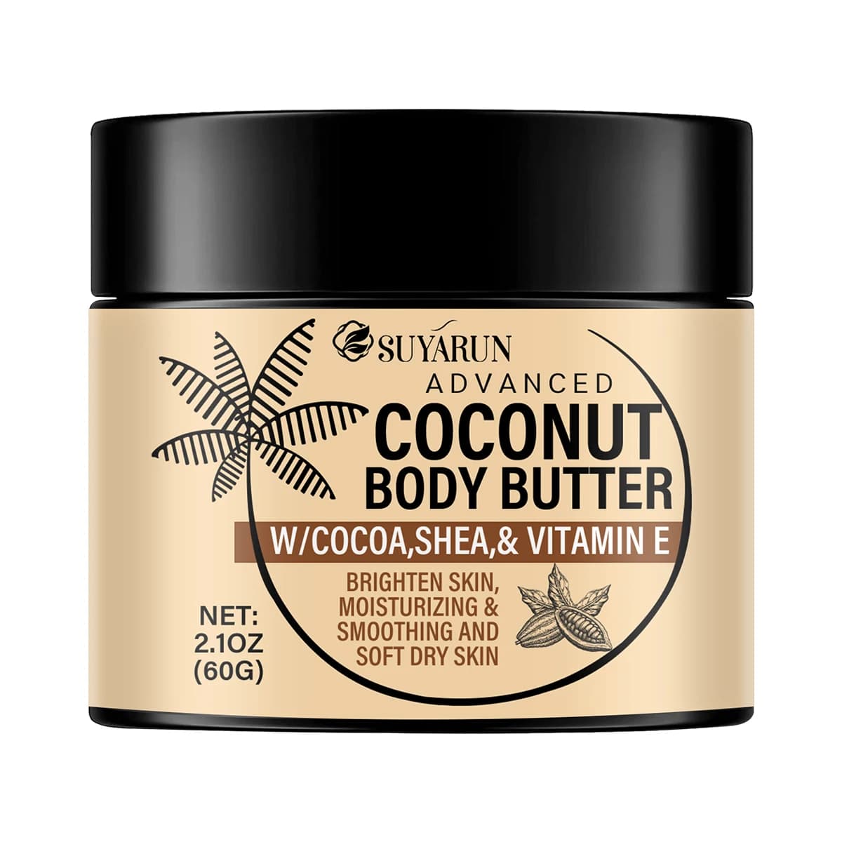 Crème hydratante intense SUYARUN pour peaux sèches, hydratation biologique à l'huile de coco, absorp