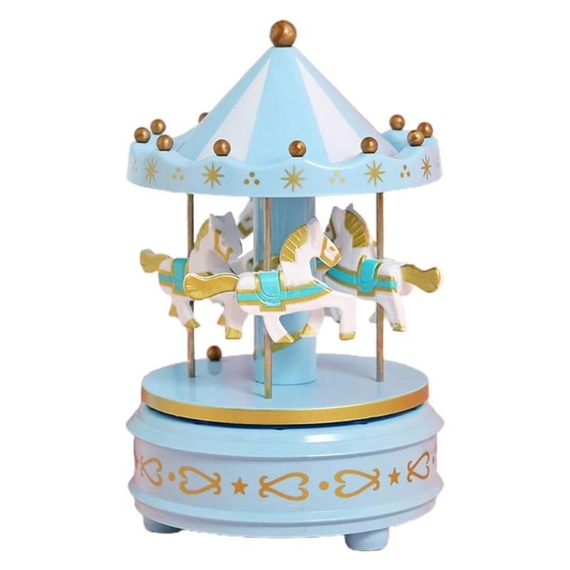 Boîte à musique manège avec lumière LED, fonctionne à piles, princesse carrousel, cheval tourbillonn