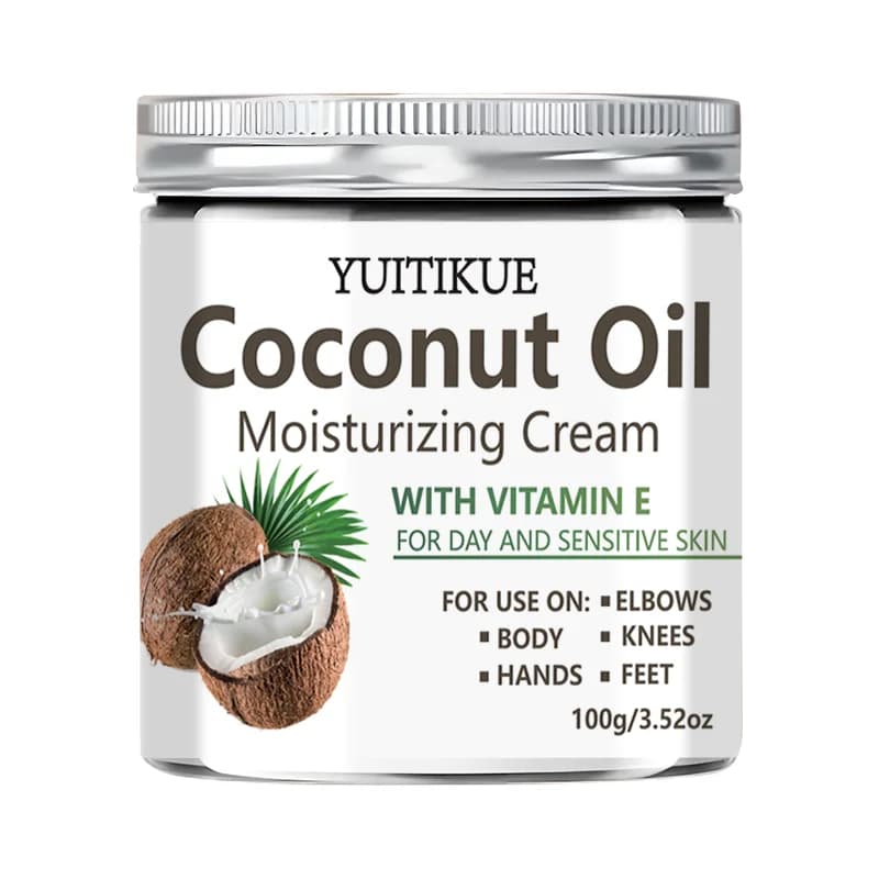 Crème hydratante à l'huile de coco YUITIKUE avec vitamine E | Pour la peau sensible et les journée