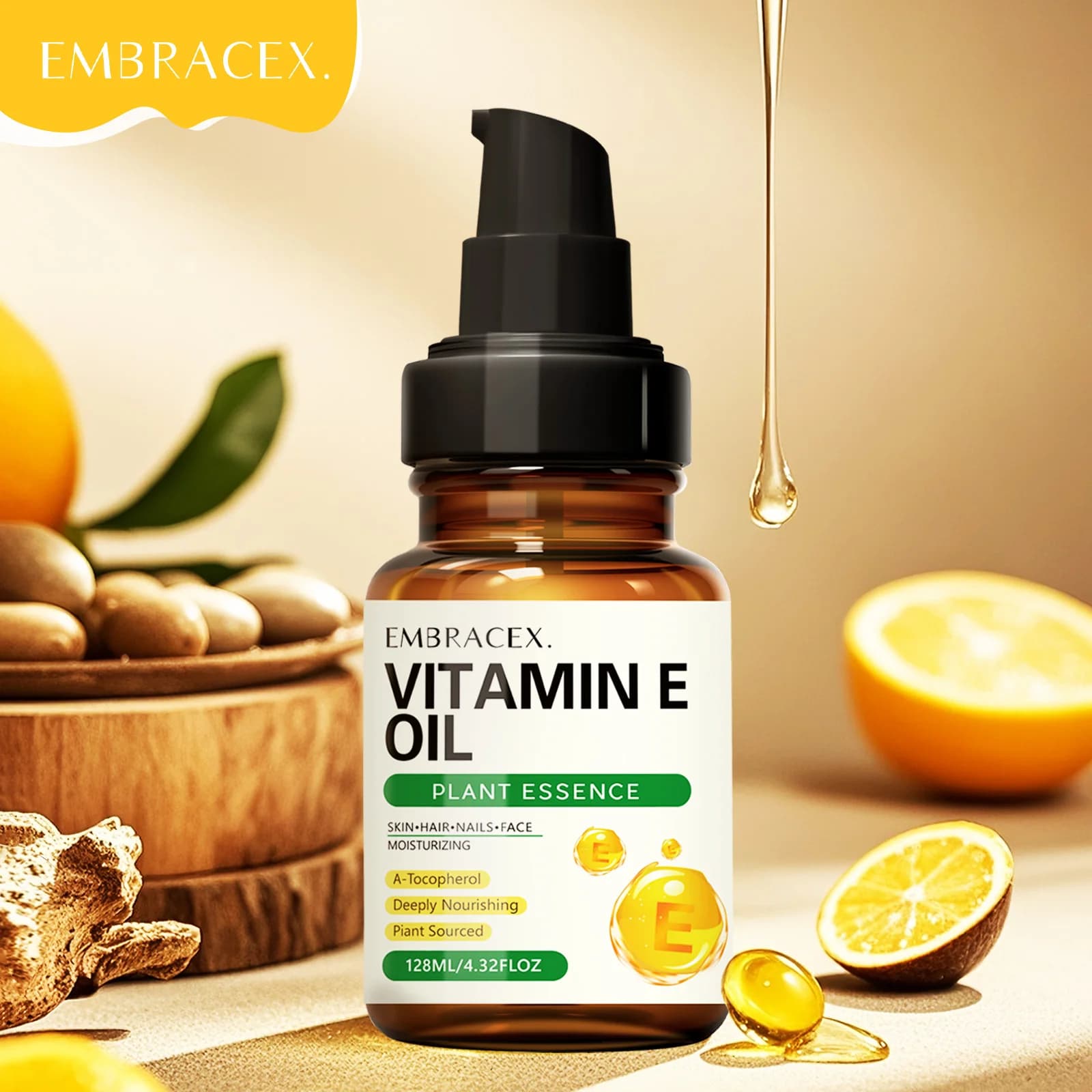 Huile de vitamine E 128ml, huiles essentielles, cadeau pour amis/parents, ingrédients naturels