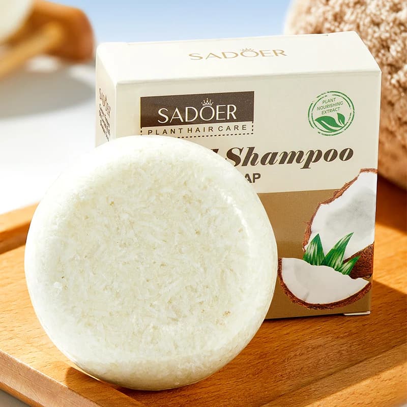 SADOER Savon Solide Capillaire à la Noix de Coco Shampoing Anti-Croûtes Contrôle du Sébum Nettoyage