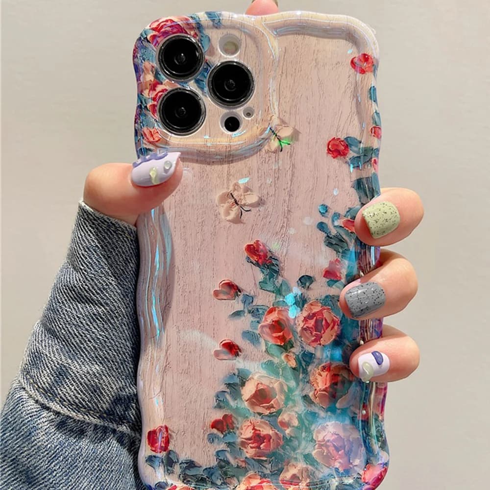 Coque de téléphone rétro avec peinture à l'huile, étui de luxe en Silicone antichoc avec impression