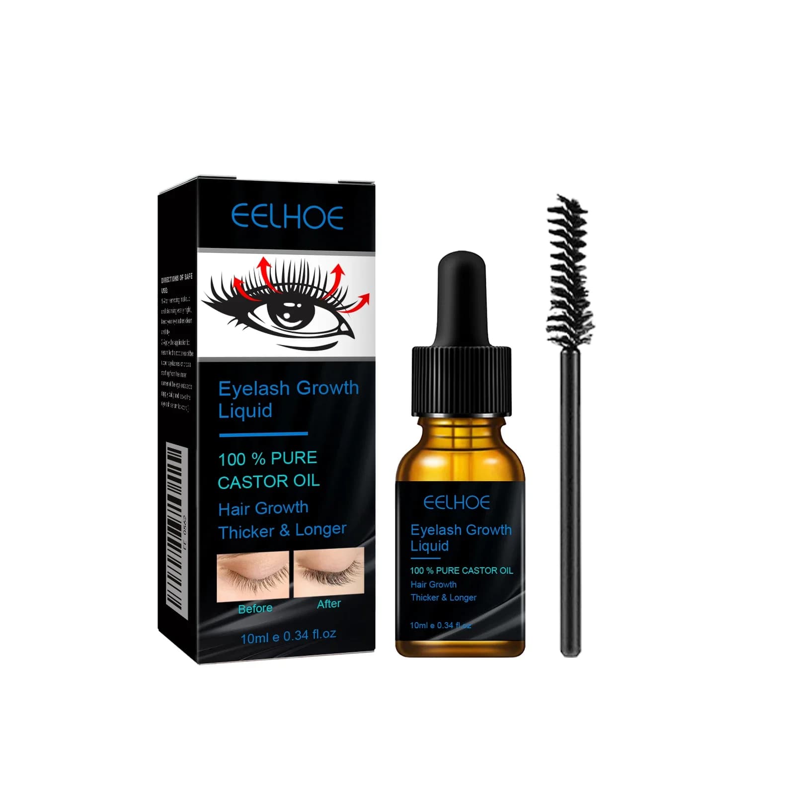 Sourcils naturel épais mince Curl Curl humide naturel huile de ricin croissance liquide sérum Extens