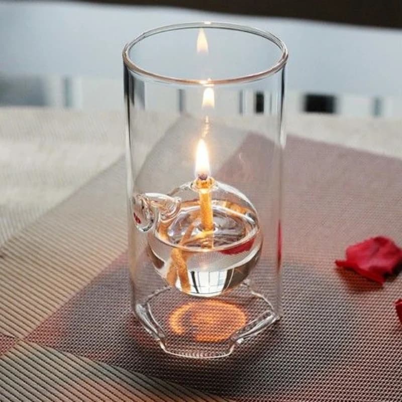 Lampe à huile en verre romantique, chandelier Transparent coupe-vent rétro pour fête de mariage, sal