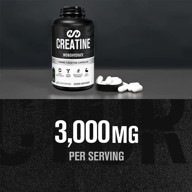 Capsules de créatine monohydrate 1000 mg - Complément de créatine favorisant la croissance musculair