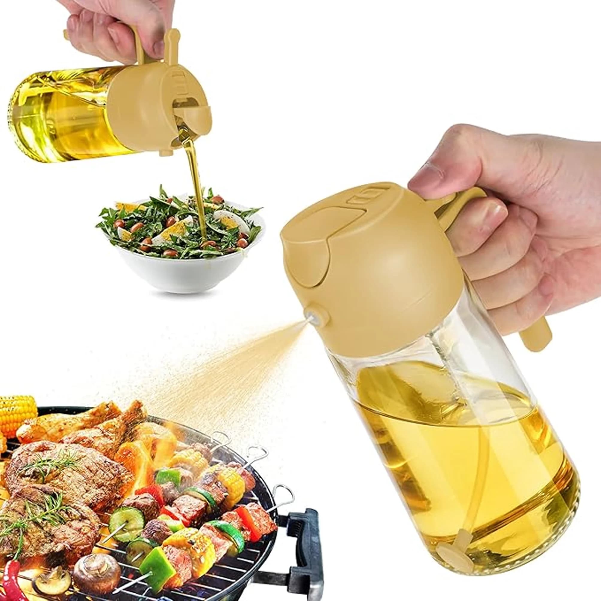 Pulvérisateur d'huile 20/16oz pour la cuisson-distributeur d'huile d'olive 2 en 1 Spray & Pour-boute