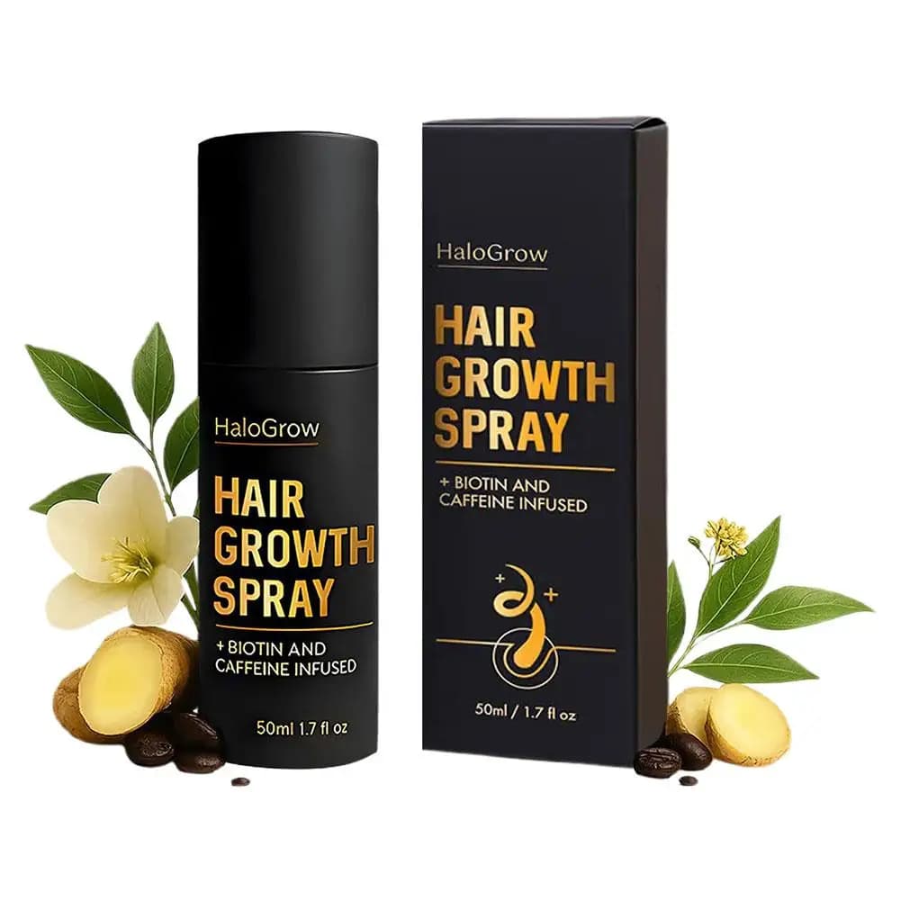 Spray de croissance des cheveux HaloGrow 50 ml, infusé à la biotine et à la caféine, extrait de ging