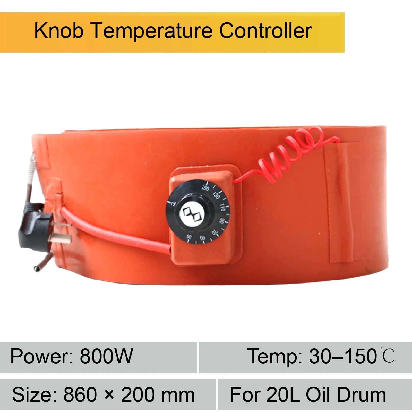Chauffe-Fût 200L 2000W Bande Chauffante en Silicone avec Thermostat 220V Pour Huile Industrielle Vis