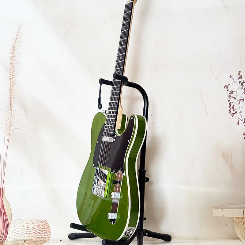 Guitare électrique Rock, pour droitier, corps vert olive brillant, manche en érable, livraison gratu