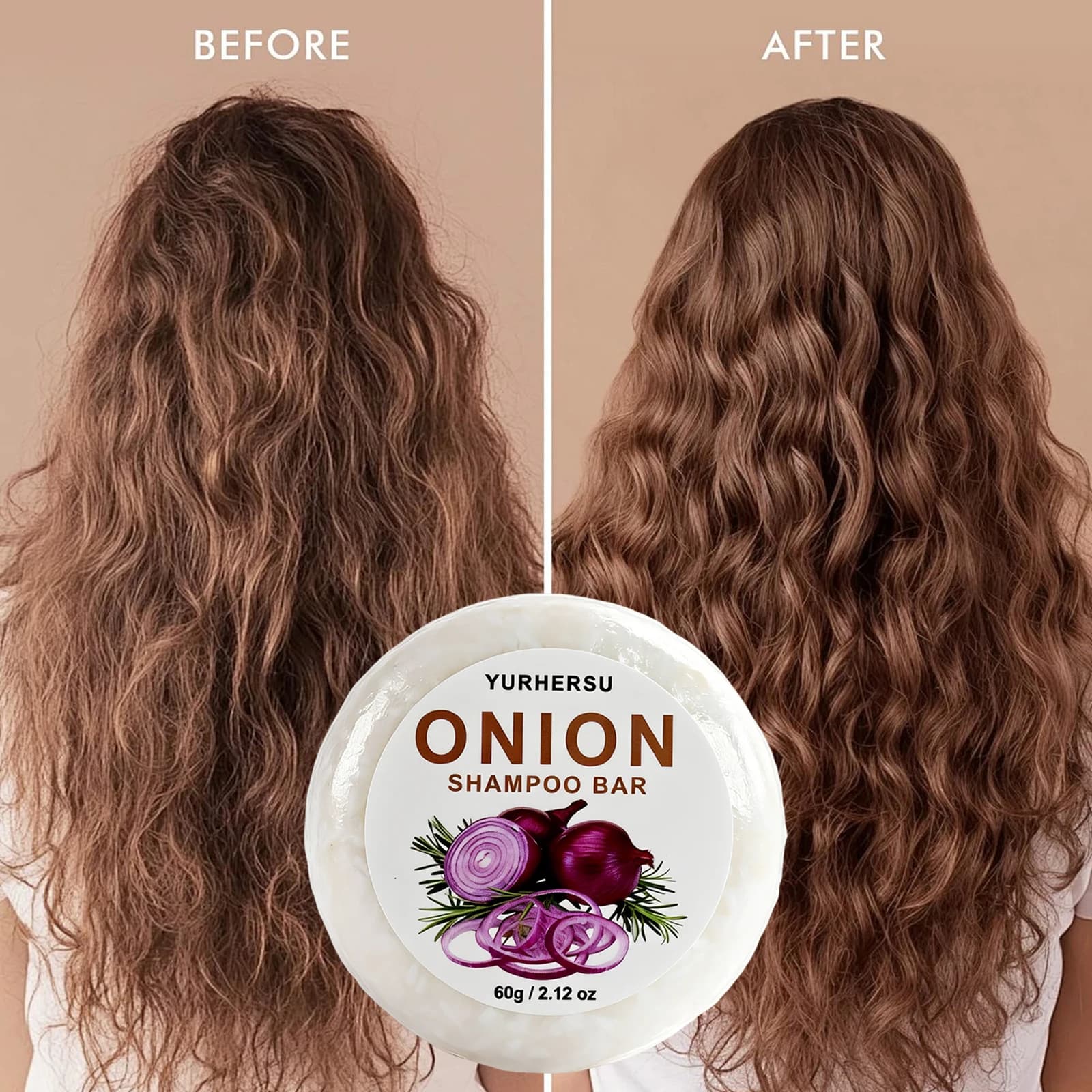 Shampooing Solide Vegan à l'Oignon Soin Capillaire Naturel Anti-Pelliculaire Contrôle du Sébum Répar