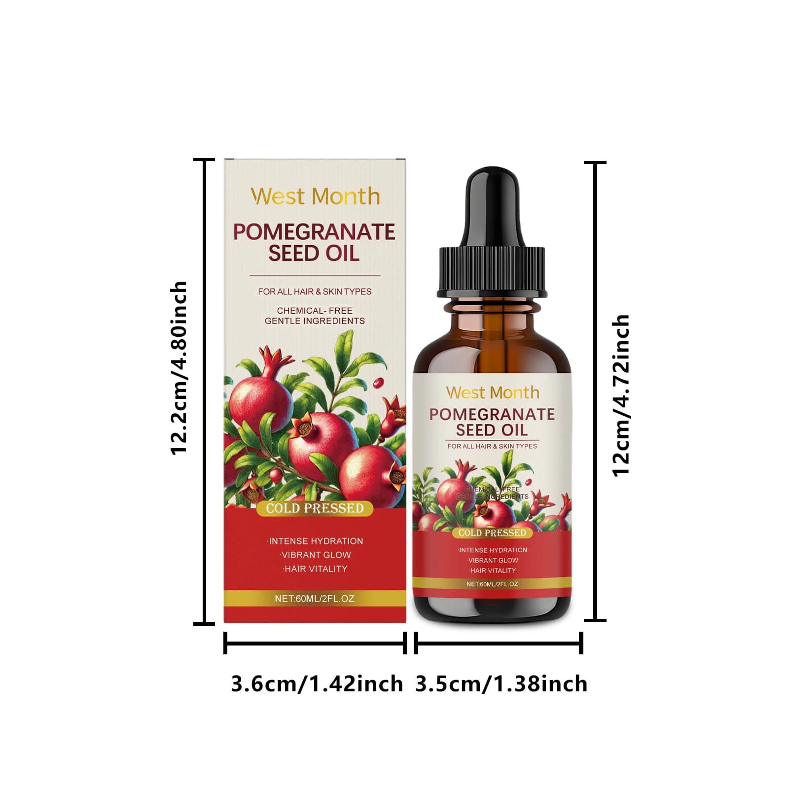 West Month 60ml huile essentielle hydratante de graines de grenade huile essentielle douce hydratant