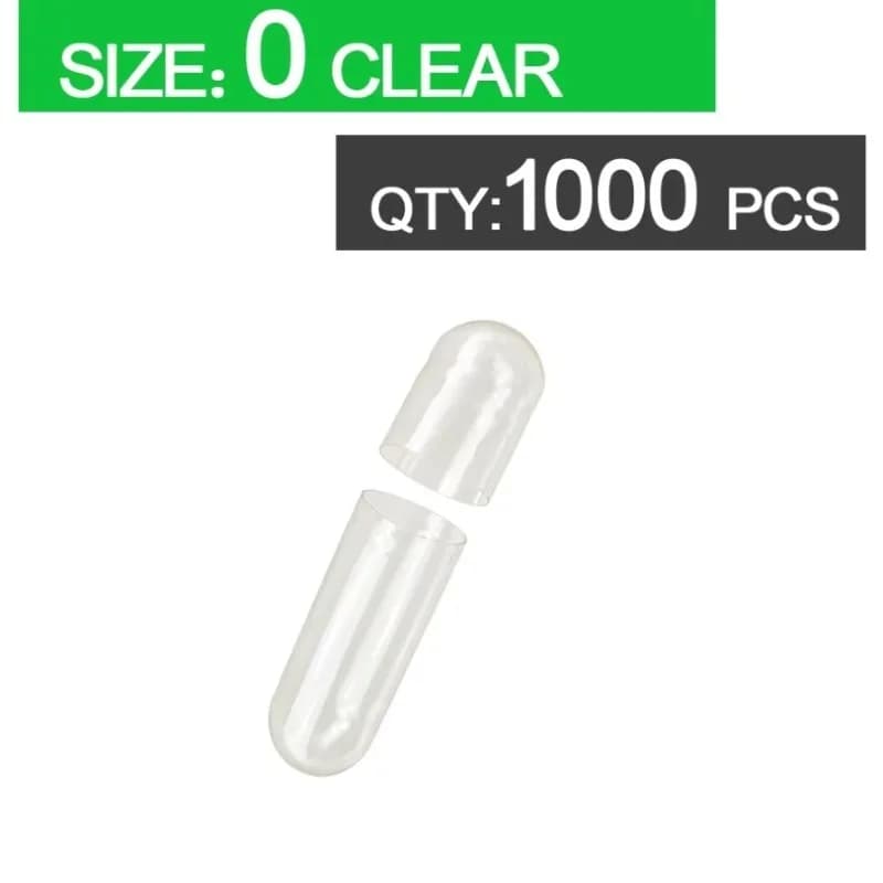 1000 capsules de gélatine vides transparentes taille 0 pour le remplissage de compléments alimentair