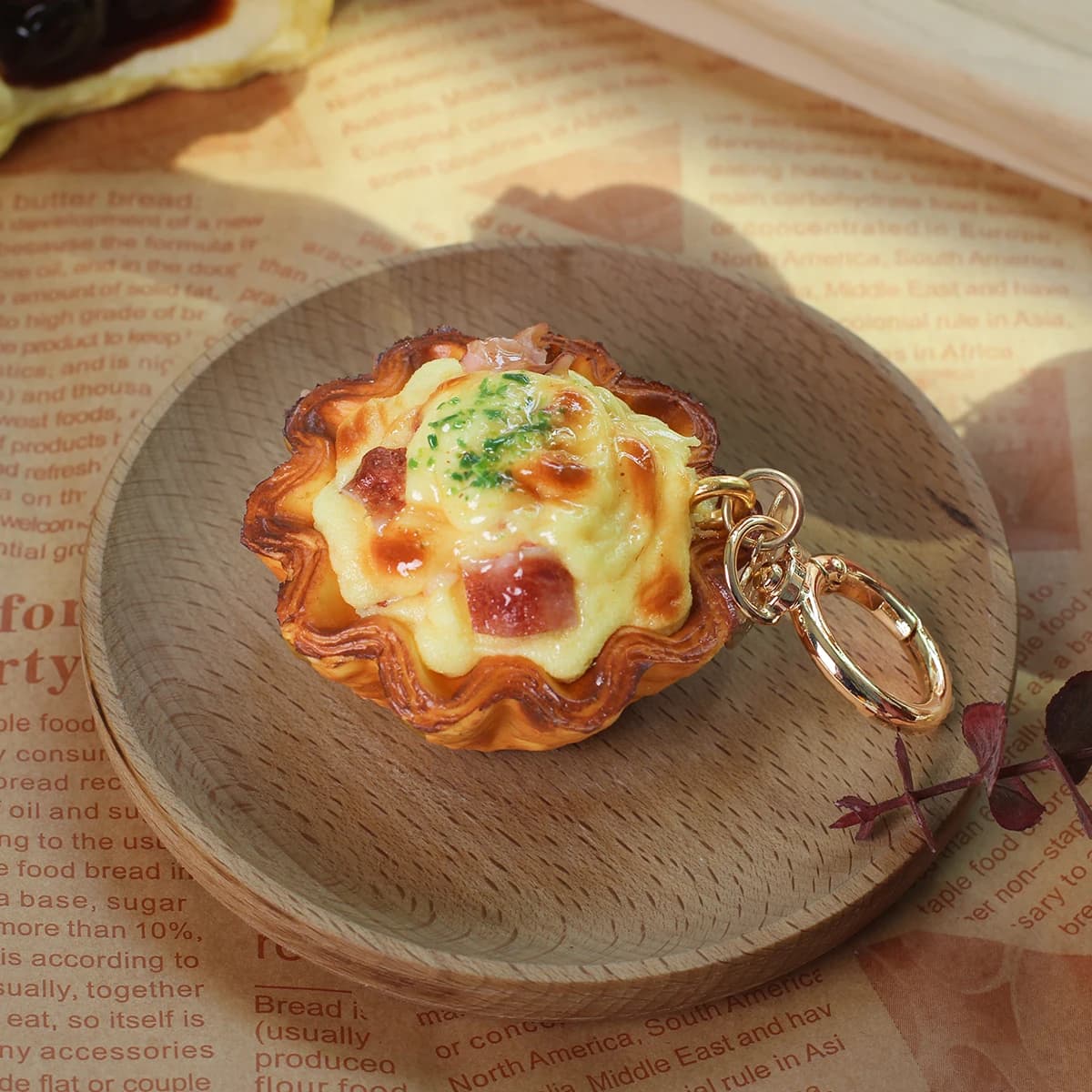 1 Pendentif Cheese Burger, Breloque de sac en forme de tarte aux fromage, jambon et œuf, Décoration