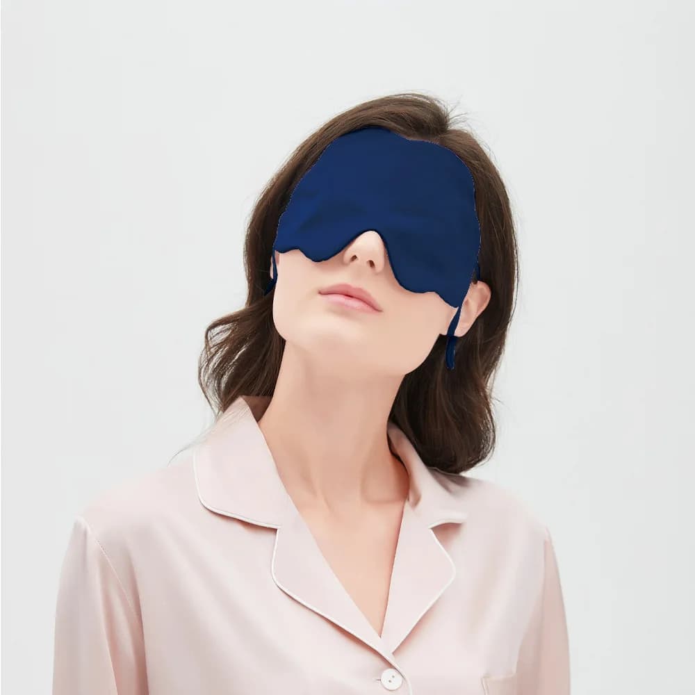 Masque de sommeil en soie unie, double face, en coton et soie, avec crochets d'oreille, respirant, p