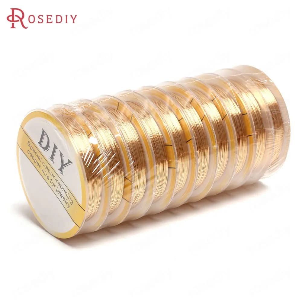 2 rouleaux d'épaisseur 0.2MM ~ 1MM, couleur or 24K, cuivre, forme de fil métallique, fournitures de