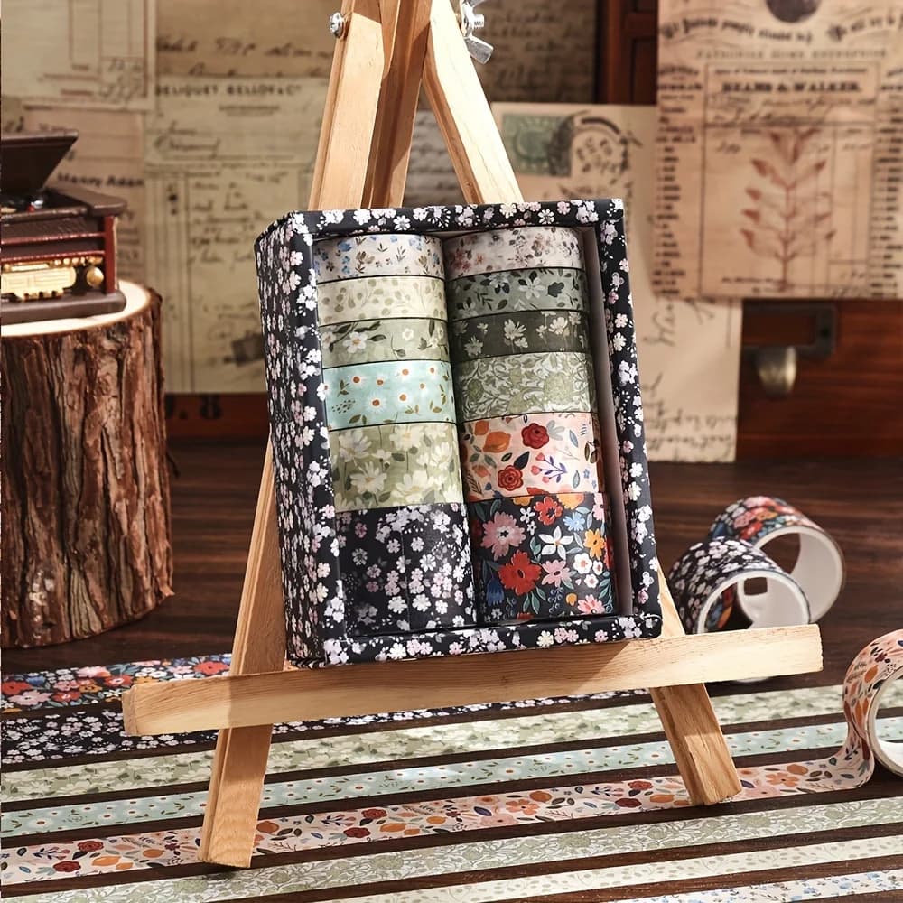 Ensemble de rubans Washi floraux Vintage, 12 rouleaux, rubans de masquage décoratifs pour bricolage,