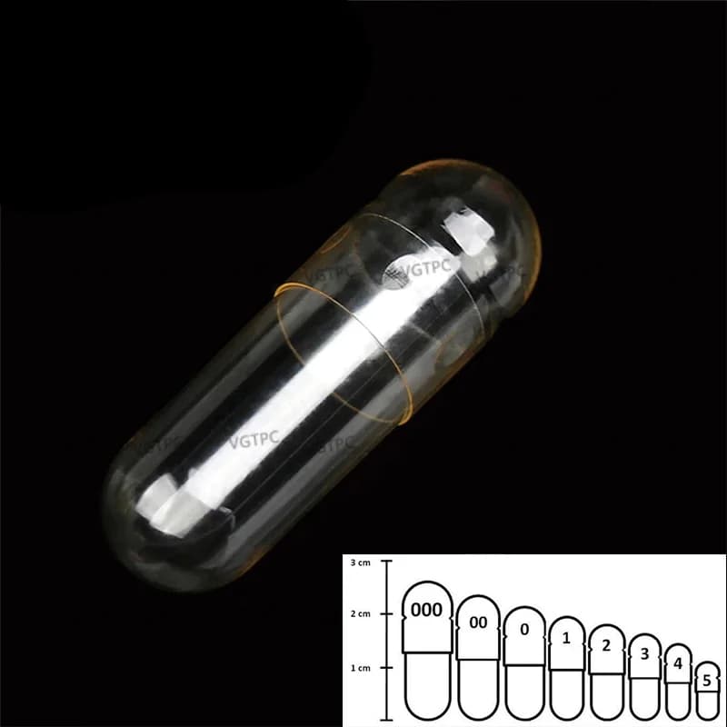 1000 pièces Capsules séparées de gélatine 000 00 0 de qualité alimentaire Transparent casher Halal C