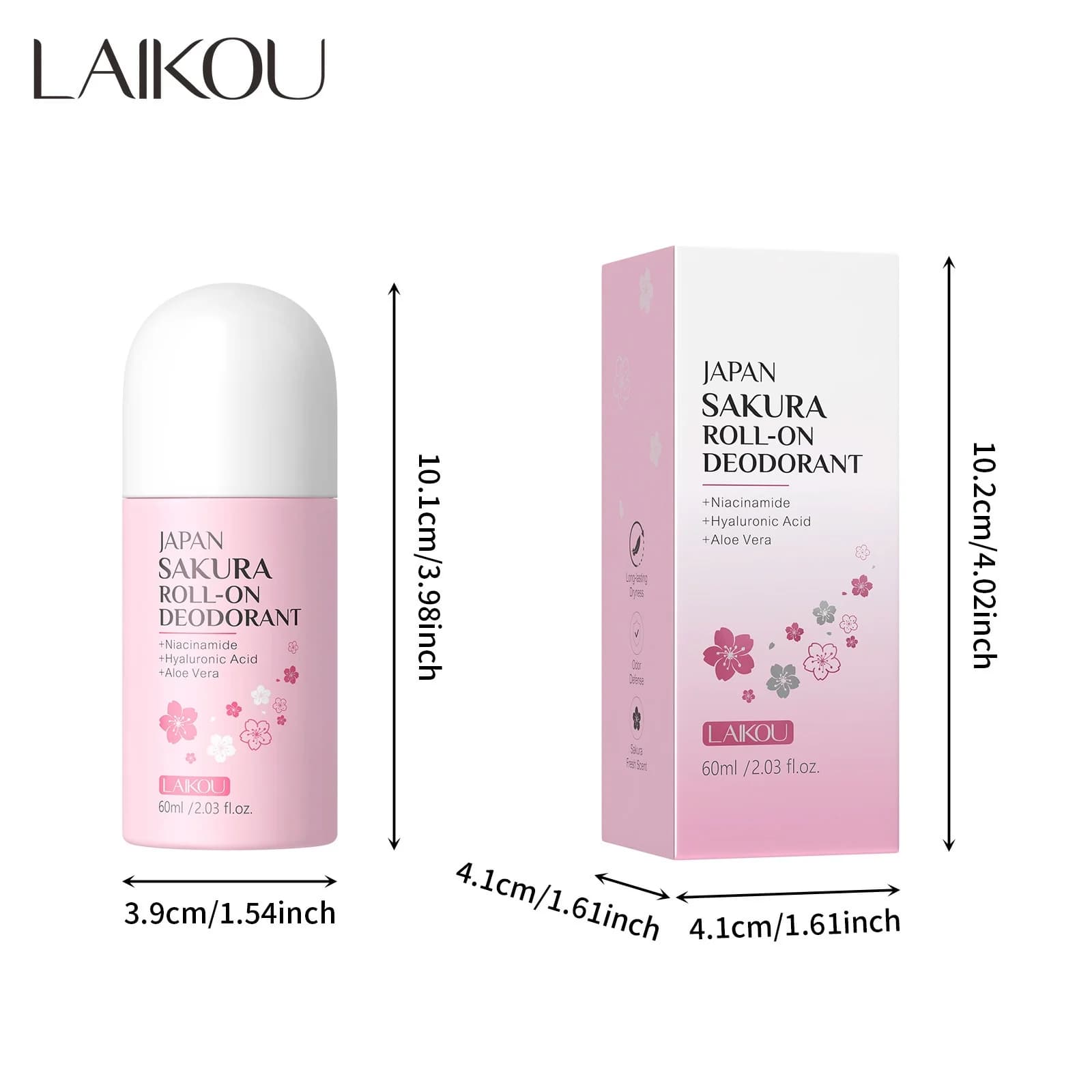 Déodorant japonais Sakura Roll On 60ml, parfum naturel longue durée, arôme frais, pour femmes et hom