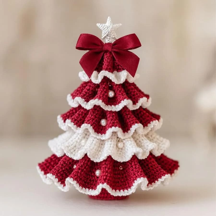 Kit d'arbre de noël au Crochet, bricolage avec nœud, décoration de fausses perles, ensemble de démar