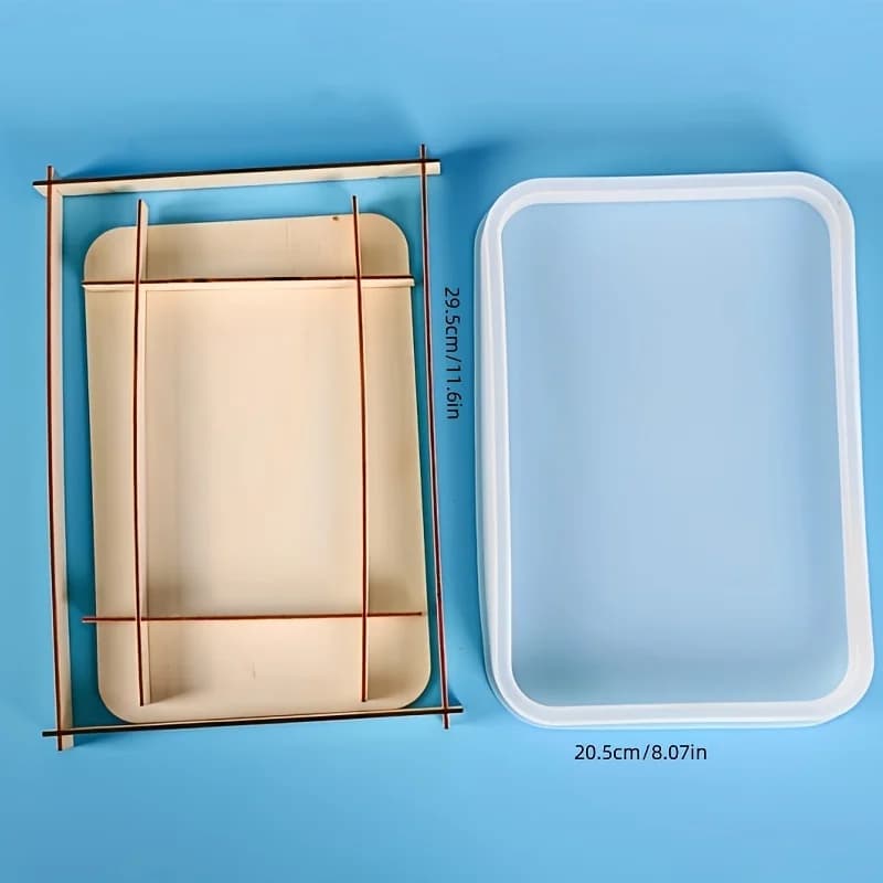 Nouveau design de moule en résine pour plateau rectangulaire, moules en silicone robustes avec bords
