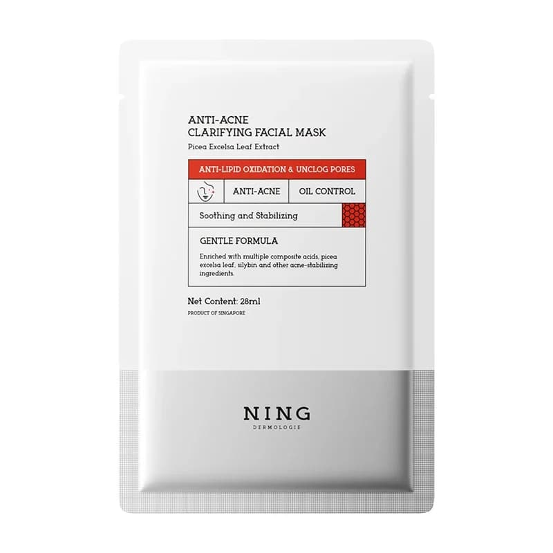Masque facial NING DERMOLOGIE 28 ml x 10 – Équilibre du sébum, Nettoyage en profondeur, Soin des por