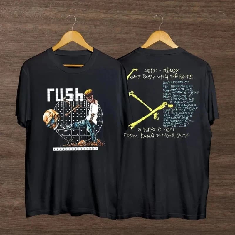 T-shirt de la tournée Rush Rock Band Rolling the Bones Pushead Deadstock 1991, streetwear en pur cot