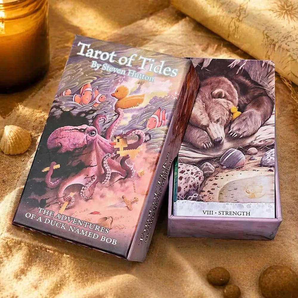 Tarot des Mers : Les Aventures d'un Canard Nommé Bob 12*7cm ― Jeu de tarot unique de 78 cartes dans