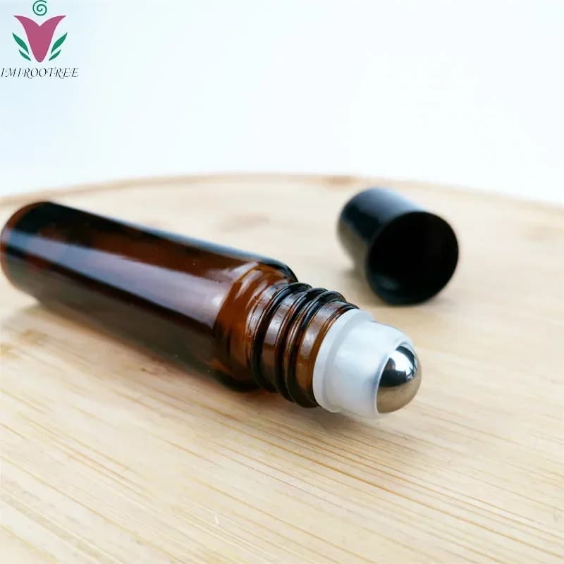 10/20 pièces 10ml épais ambre bleu verre rouleau sur bouteille cosmétique rouleau bouteille pour fla