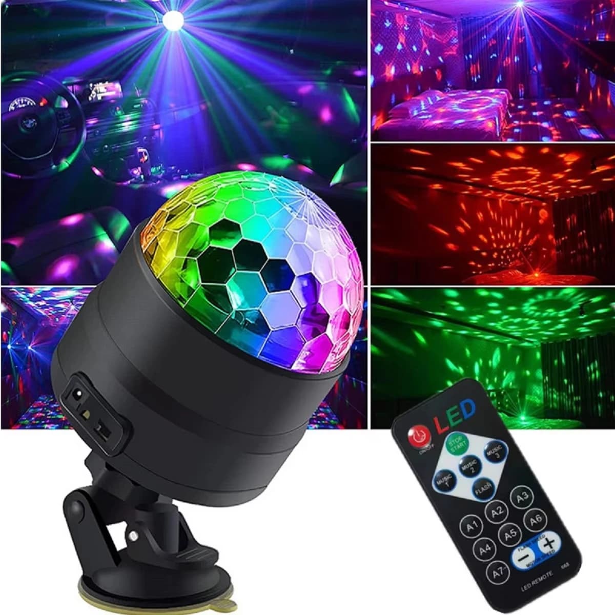 LED scène Disco lumière rotative DJ balle stroboscopique coloré magique danse voiture ambiance RGB c