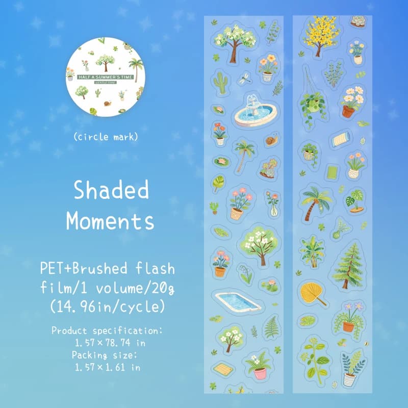 1 rouleau de ruban Washi PET Summer Daily, autocollants transparents mignons pour tenues et aliments