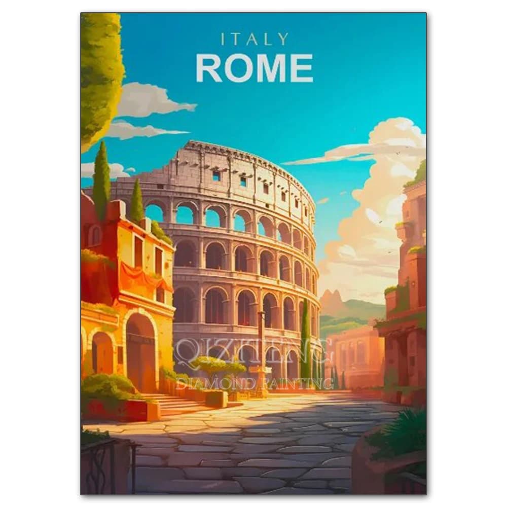 Peinture Diamant Paysages de Villes du Monde : Rome, Londres, Paris – Kits de Broderie au Point de C