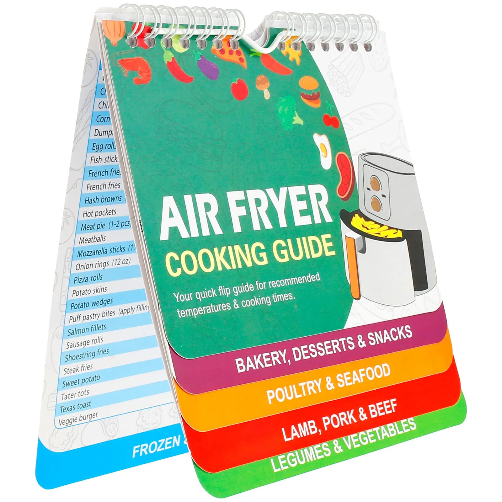 Papier de recettes pour friteuse à air multifonctionnel, feuille de trichage, guide de cuisine porta