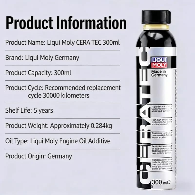 Additif d'huile moteur céramique Liqui Moly CeraTec, anti-usure, réducteur de friction, protecteur d