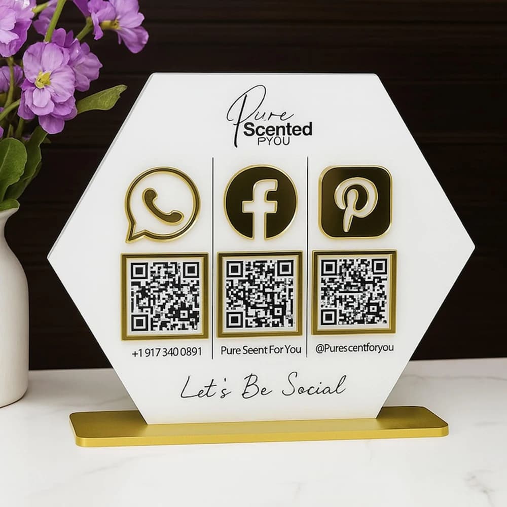 Support de code QR en acrylique pour paiement par scan, affichage pour réseaux sociaux, entreprise,