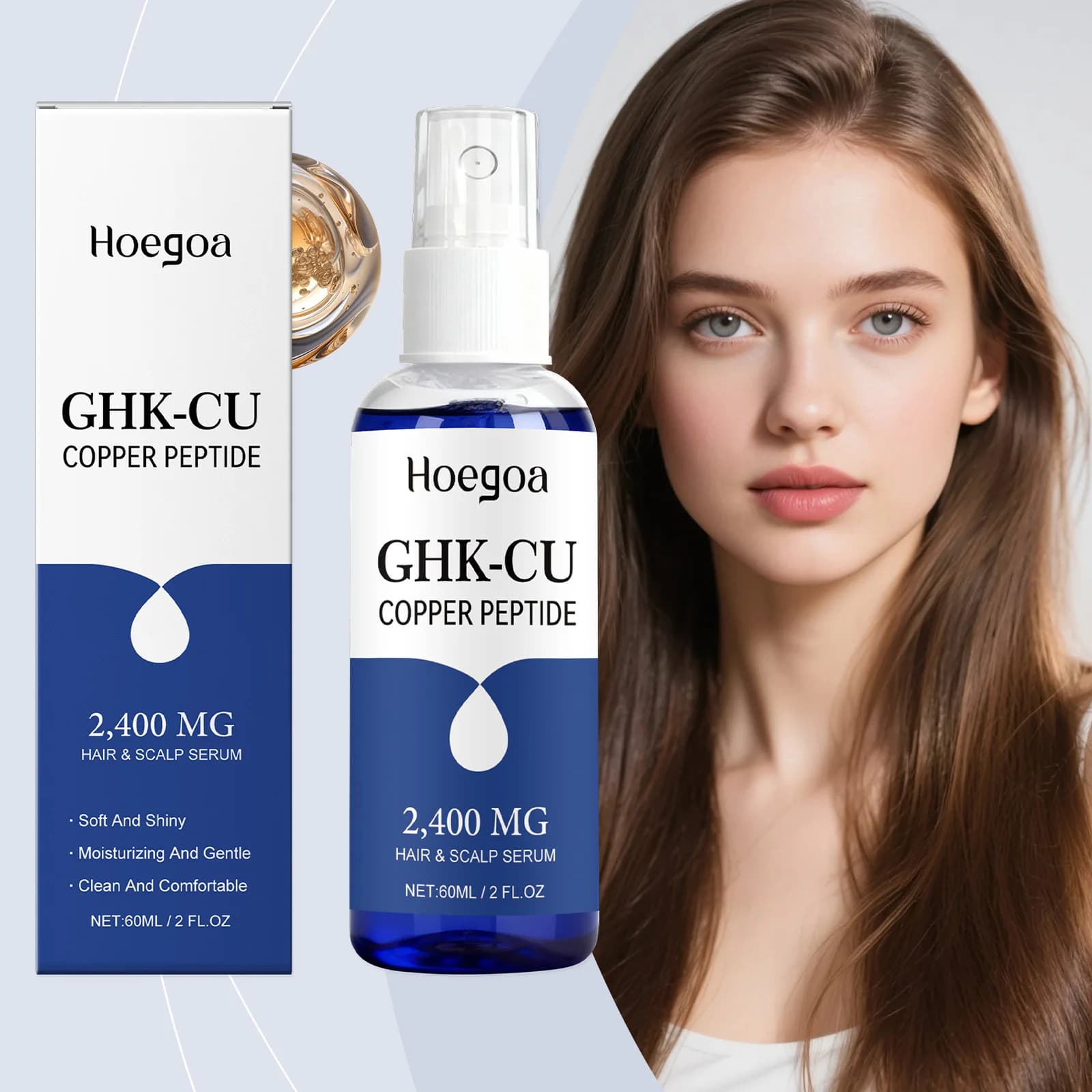 Sérum capillaire et pour le cuir chevelu au peptide de cuivre, léger, hydratant, rafraîchissant, non