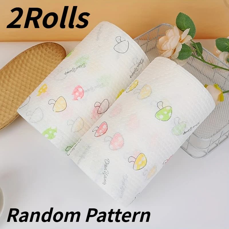 2 rouleaux de chiffons de nettoyage jetables pour la cuisine - Chiffons lavables à usage sec et humi