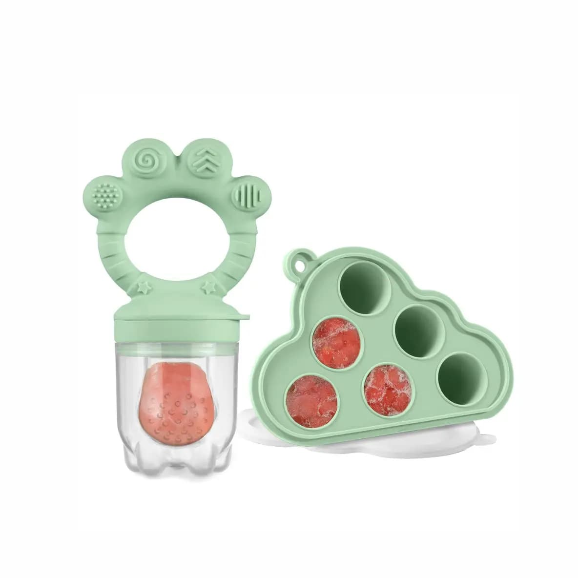 Alimentateur de fruits pour bébé et plateau de congélation combinés, moules à sucettes glacées pour