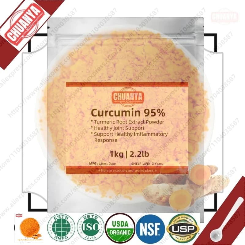 Vente mondiale en promotion : Curcumine à 95 % issue de curcuma, 50g-1000g, emballée sous feuille d'
