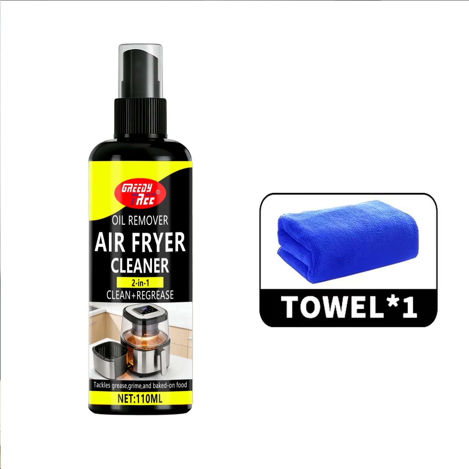 Nettoyant pour friteuse à air, spray puissant anti-taches d'huile pour les restes de nourriture et l