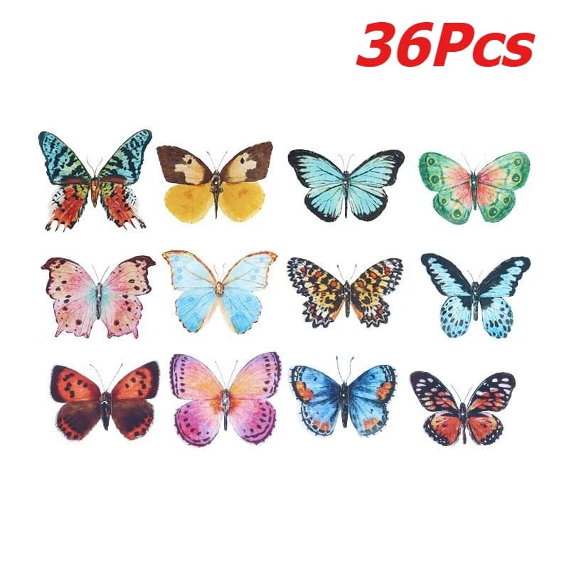 Ensemble de décorations papillon réalistes, 36 pièces, ailes aquarelle, faciles à accrocher pour mar