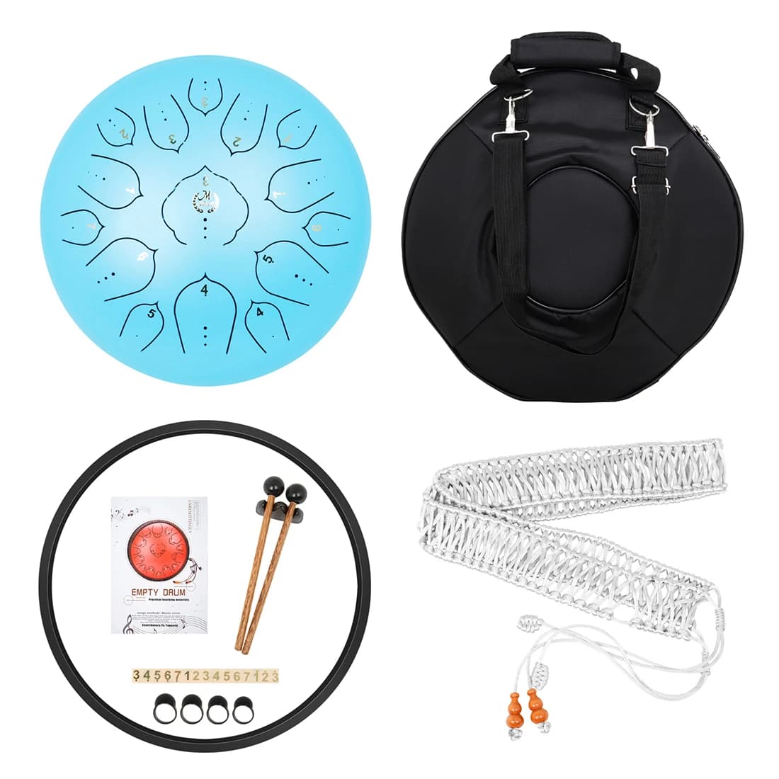 Tambour à langue en acier avec accessoires, 14 amarans, 15 tons D Yoga, méditation, PerSCH Retreat,