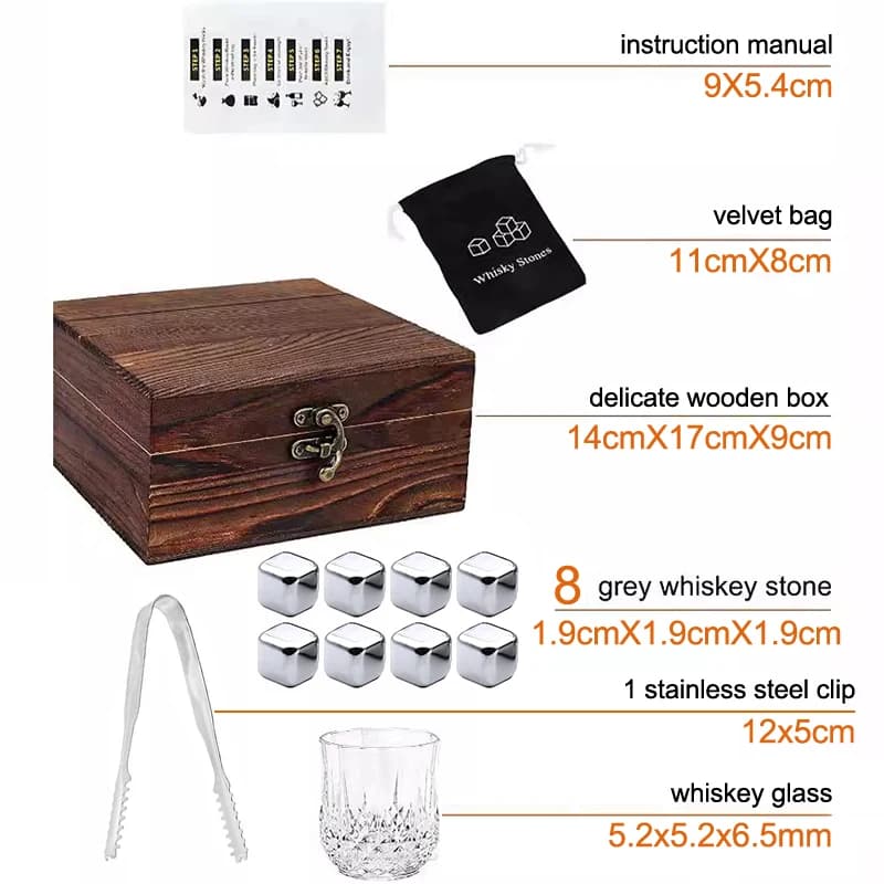 Pierres à whisky, coffret cadeau verres à whisky, pierres à whisky pour refroidir dans une boîte en