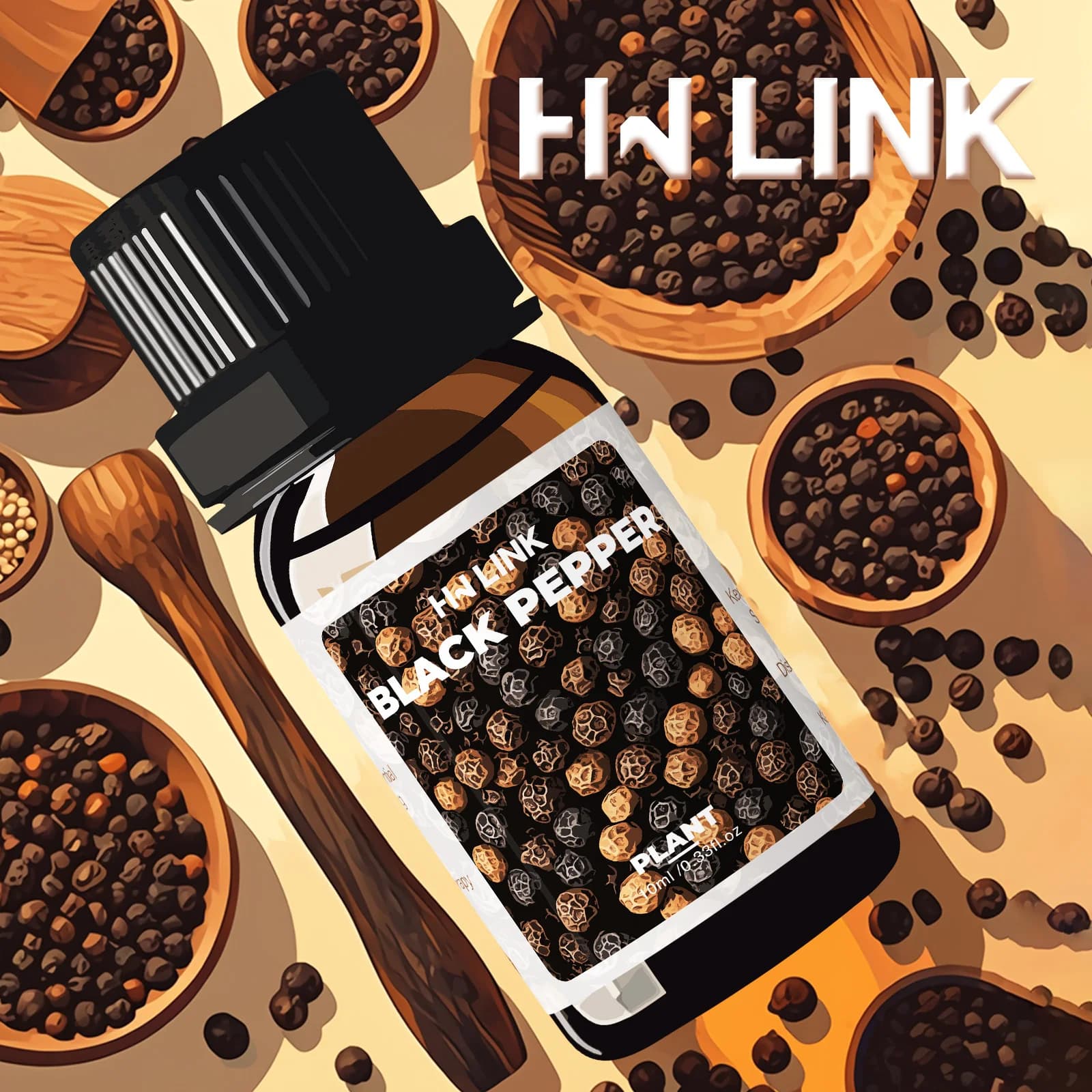 Huiles essentielles de poivre noir 100% pures pour aromathérapie, huile de poivre noir pour soins ca
